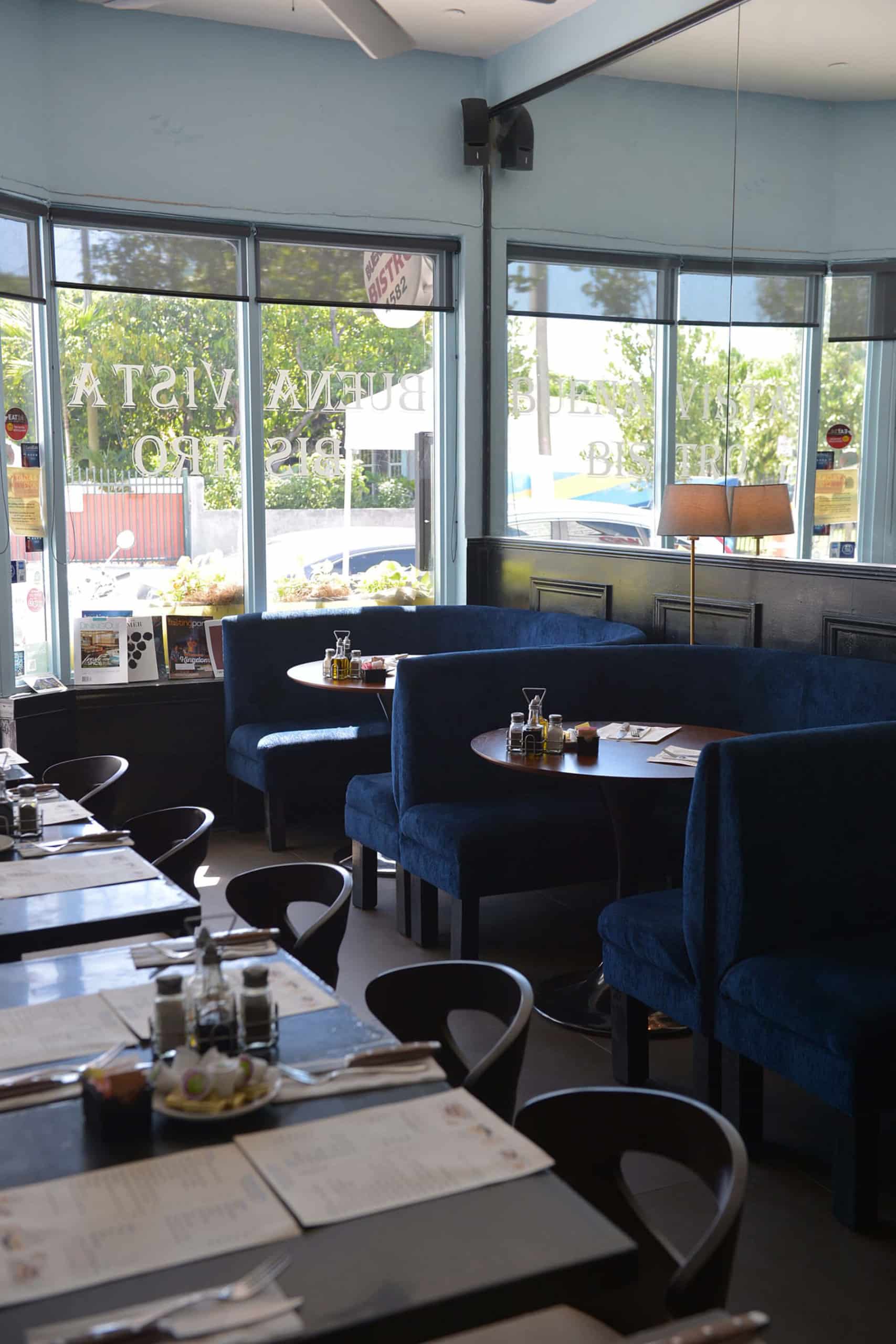 Buena Vista Bistro Restaurant - view of the outside from within the restaurant, designed by Beatrice Leupold Buena Vista Bistro Restaurant - view of the outside from within the restaurant, designed by Beatrice Leupold