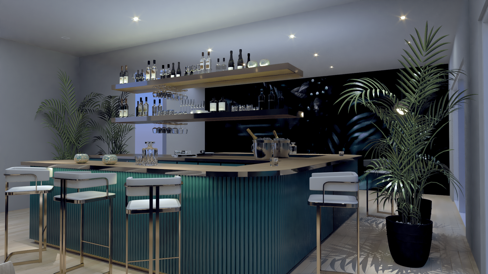 Coral Gables renovation, lounge bar with white tools, designed by Beatrice Leupold Coral Gables renovation, lounge bar with white tools, designed by Beatrice Leupold