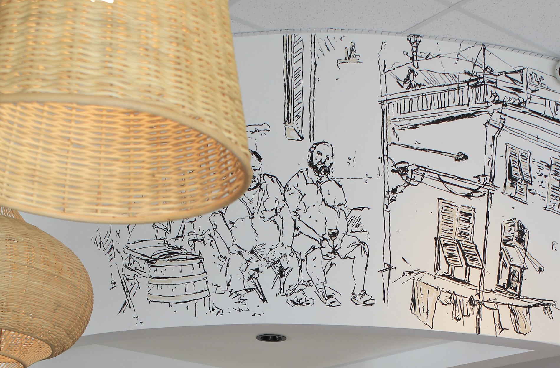 Café Crème Miami Restaurant - the walls with drawings, design by Beatrice Leupold Café Crème Miami Restaurant - the walls with drawings, design by Beatrice Leupold