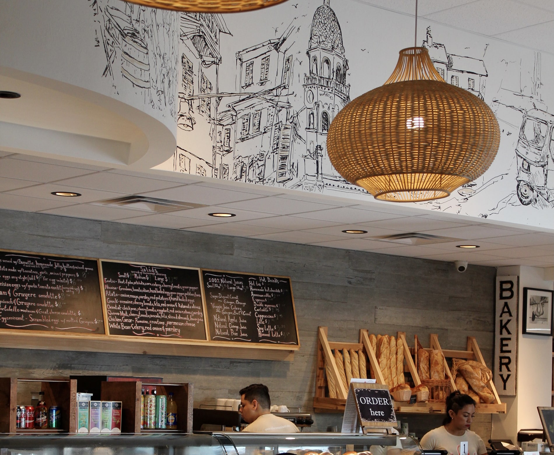 Café Crème Miami Restaurant - front counter with the menu written on boards behind it, design by Beatrice Leupold Café Crème Miami Restaurant - front counter with the menu written on boards behind it, design by Beatrice Leupold